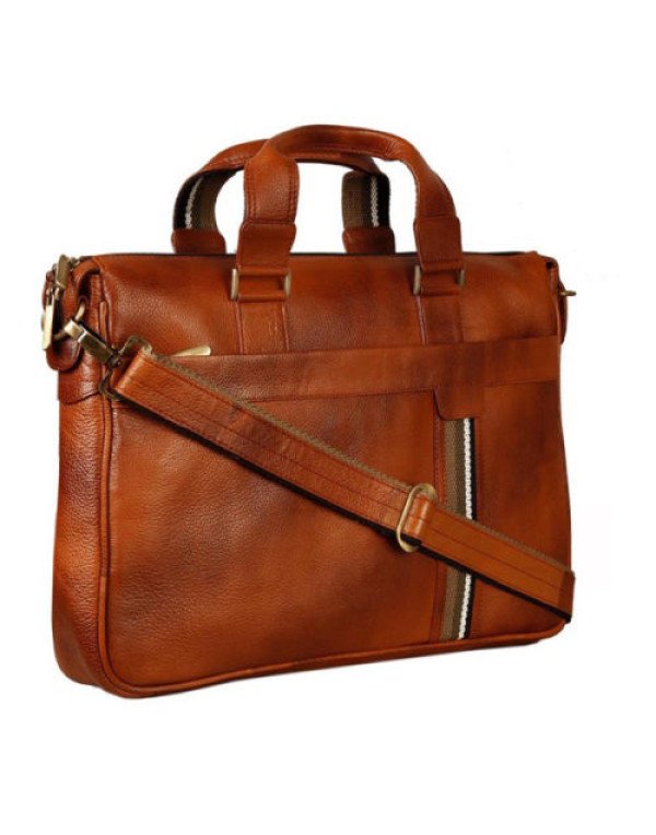 Genuine Leather Tan Messenger Shoulder Laptop Unis...